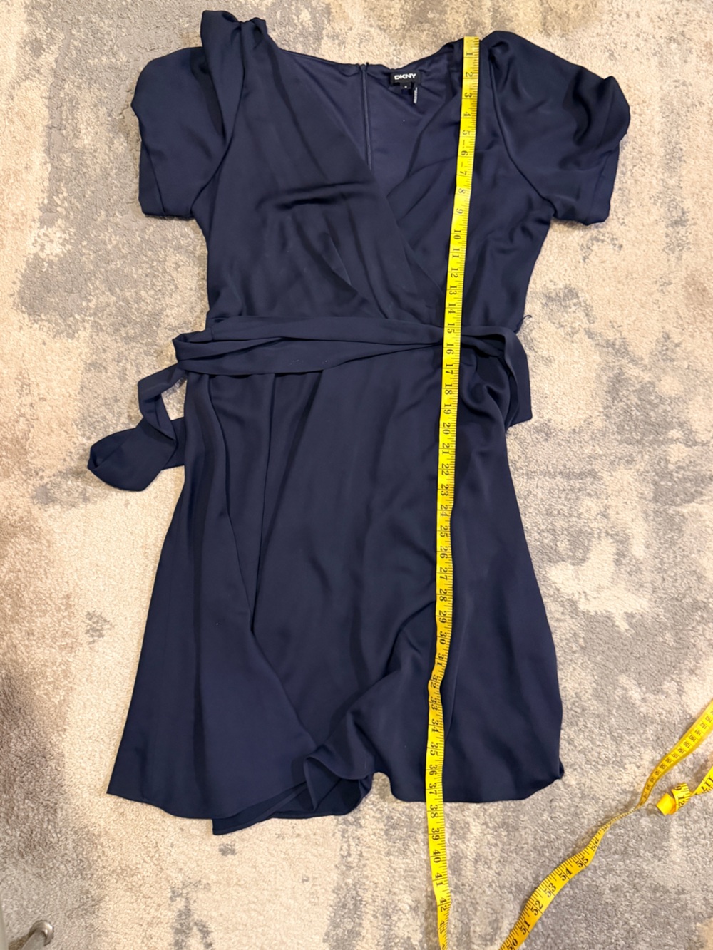 DKNY Deep Navy Wrap Midi Dress with Tie Waist - Picture 6 of 6